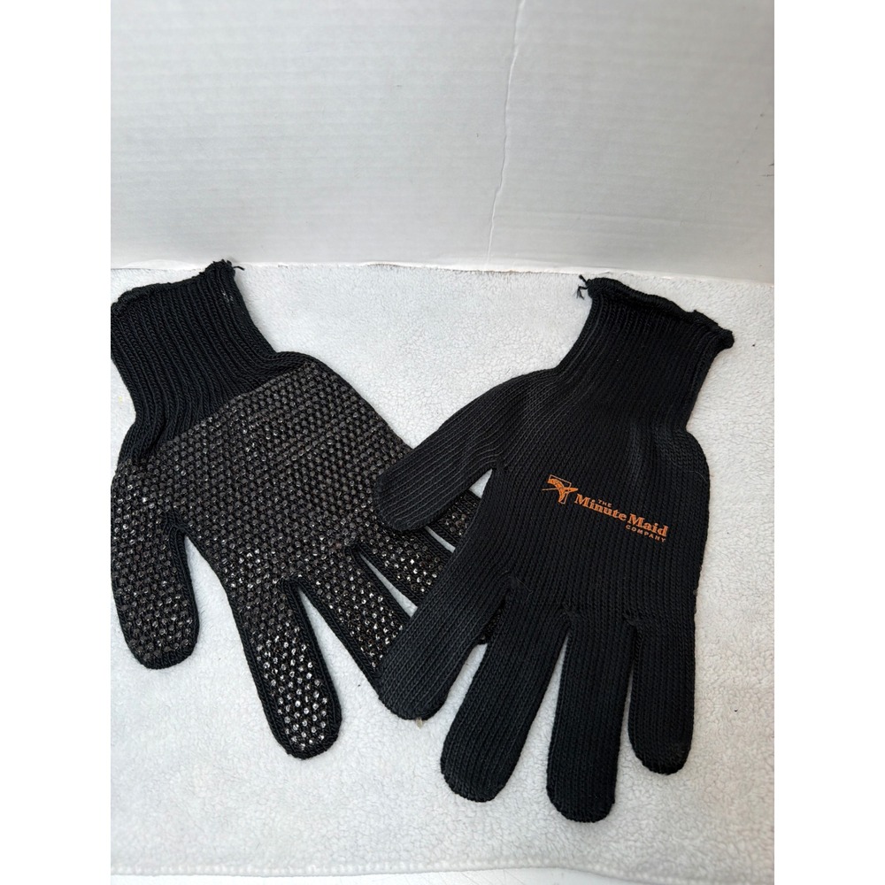 VTG Promo Minute Maid Work Gloves Unisex OS Black‎ Grip Palm Knit Logo Utility
